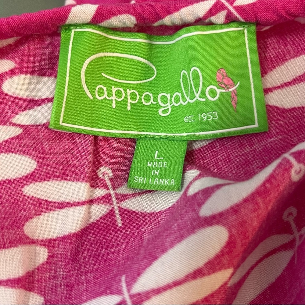 Pappagallo Sz L Pink White Dragon Fly Bell Sleeve Blouse Top Tunic Beach Resort - Picture 7 of 13